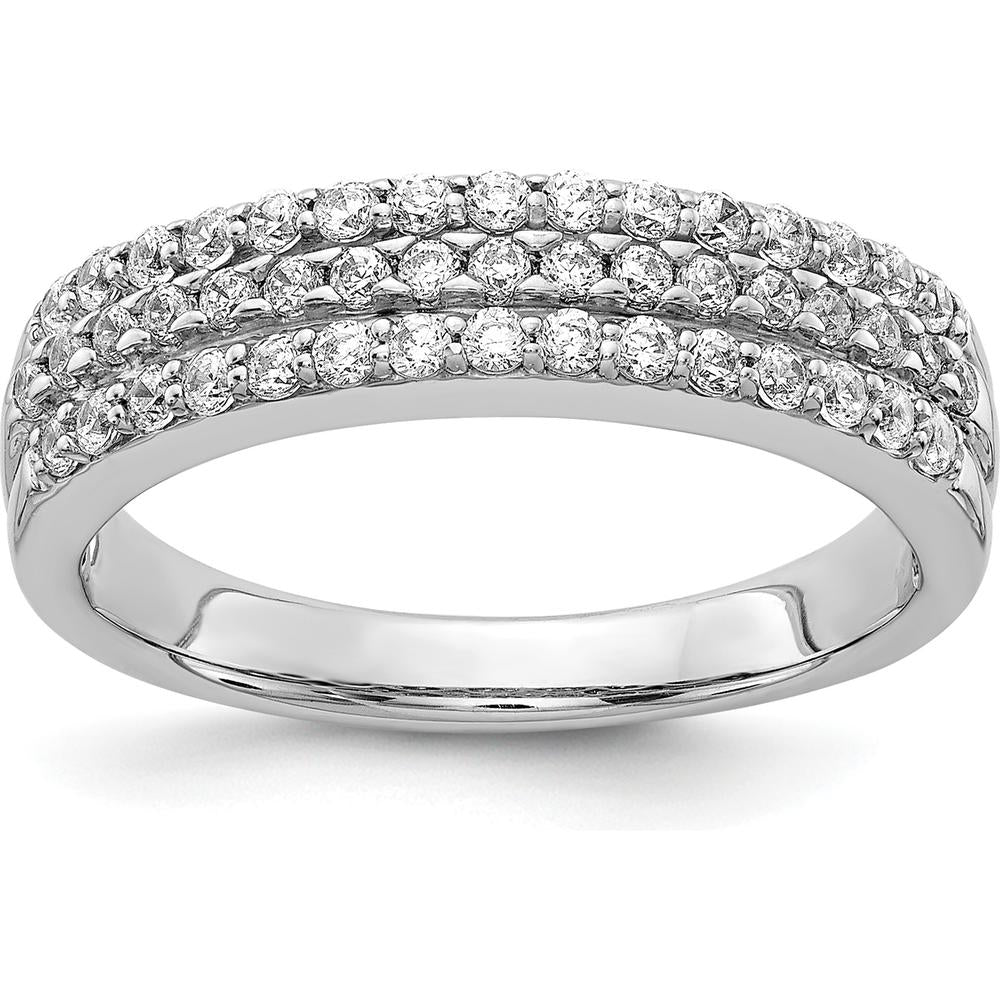 14K White Gold 3-Row Diamond Band with Round Diamonds - 0.41 Carat Total Diamond Weight by 0