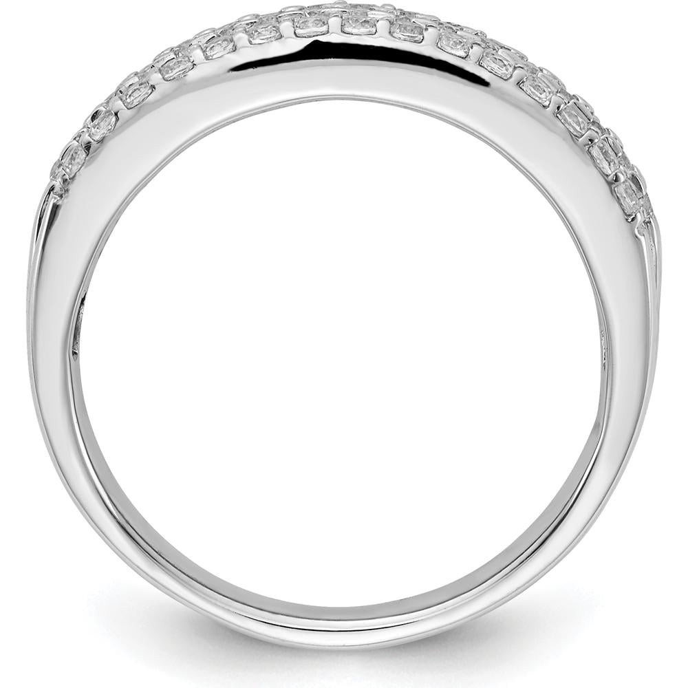 14K White Gold 3-Row Diamond Band with Round Diamonds - 0.41 Carat Total Diamond Weight by 0