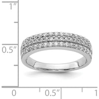 14K White Gold 3-Row Diamond Band with Round Diamonds - 0.41 Carat Total Diamond Weight by 0