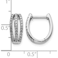 14K White Gold 3-Row Diamond Hinged Hoop Earrings - 0.008 Carat Total Diamond Weight by Monteluci Fine Jewelry