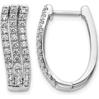 14K White Gold 3-Row Diamond Hinged Hoop Earrings - 0.027 Carats Total Diamond Weight by Monteluci Fine Jewelry