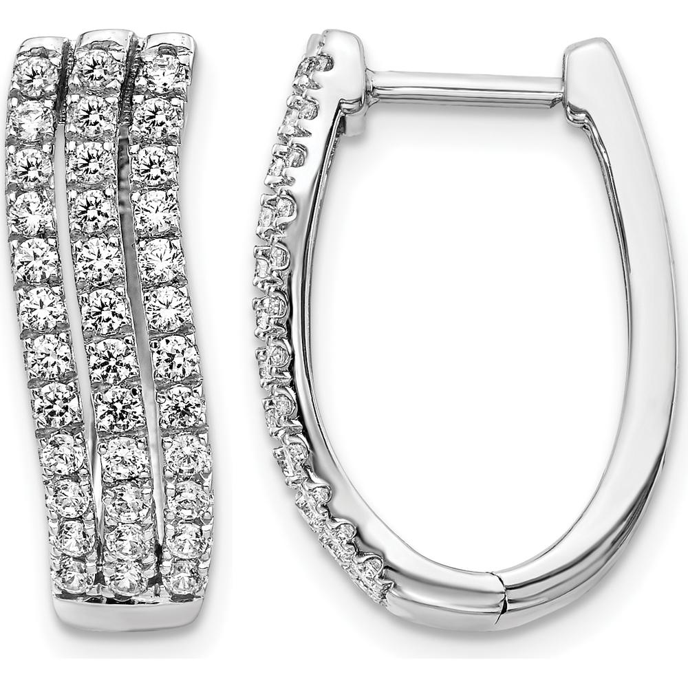 14K White Gold 3-Row Diamond Hinged Hoop Earrings - 0.027 Carats Total Diamond Weight by Monteluci Fine Jewelry