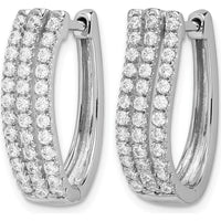 14K White Gold 3-Row Diamond Hinged Hoop Earrings - 0.027 Carats Total Diamond Weight by Monteluci Fine Jewelry