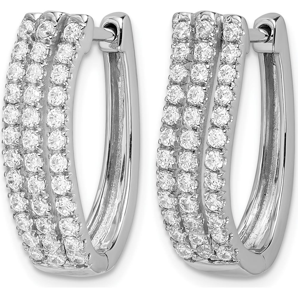 14K White Gold 3-Row Diamond Hinged Hoop Earrings - 0.027 Carats Total Diamond Weight by Monteluci Fine Jewelry