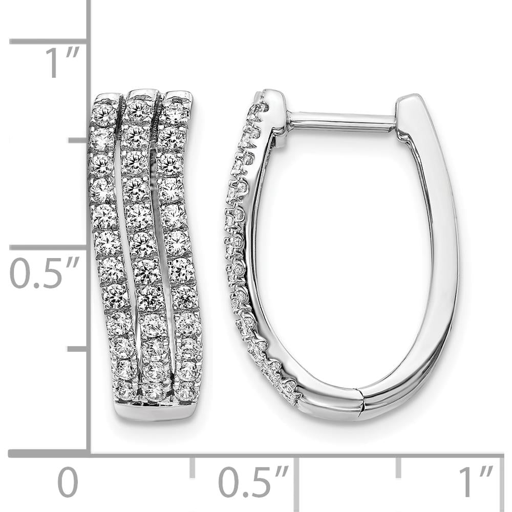 14K White Gold 3-Row Diamond Hinged Hoop Earrings - 0.027 Carats Total Diamond Weight by Monteluci Fine Jewelry