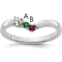 14K White Gold 3-Stone Birthstone and Diamond Ring Semi-Mount with Prong Set Round Diamonds and Emerald, Ruby - 0.50 Carat Total Gemstone Weight by Oro Pregiato