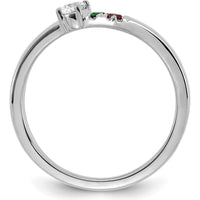 14K White Gold 3-Stone Birthstone and Diamond Ring Semi-Mount with Prong Set Round Diamonds and Emerald, Ruby - 0.50 Carat Total Gemstone Weight by Oro Pregiato