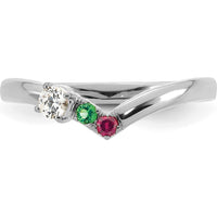 14K White Gold 3-Stone Birthstone and Diamond Ring Semi-Mount with Prong Set Round Diamonds and Emerald, Ruby - 0.50 Carat Total Gemstone Weight by Oro Pregiato