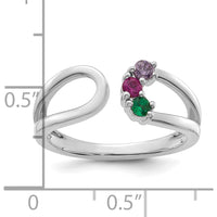 14K White Gold 3-Stone Birthstone Wrap Mother's Ring with Ruby, Emerald, and Amethyst by Oro Pregiato