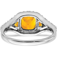 14K White Gold 3-Stone Citrine and Diamond Ring with Cushion and Trillion Cut Gems - 1.814 Carat Total Gemstone Weight by 0