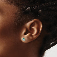 14K White Gold 3-Stone Created Emerald Button Earrings - 0.05 Carat Total Carat Weight by Monteluci Fine Jewelry