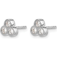 14K White Gold 3-Stone Diamond Button Earrings - 0.12 Carats Total Diamond Weight by Monteluci Fine Jewelry
