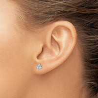 14K White Gold 3-Stone Diamond Button Earrings - 0.12 Carats Total Diamond Weight by Monteluci Fine Jewelry