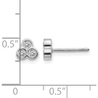 14K White Gold 3-Stone Diamond Button Earrings - 0.12 Carats Total Diamond Weight by Monteluci Fine Jewelry