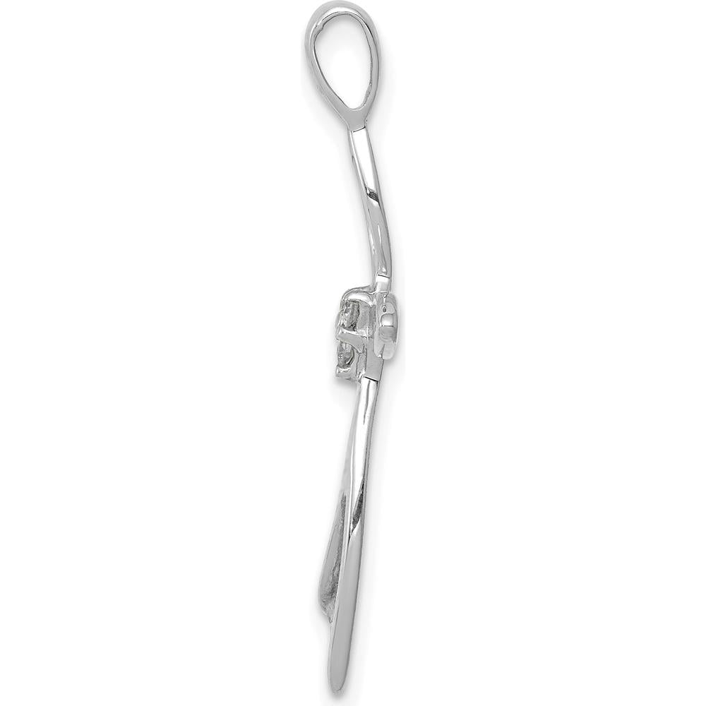 14K White Gold 3-Stone Diamond Cross Pendant - 0.015 Carat Total Diamond Weight by Monteluci Fine Jewelry