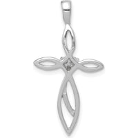 14K White Gold 3-Stone Diamond Cross Pendant - 0.015 Carat Total Diamond Weight by Monteluci Fine Jewelry