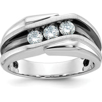 14K White Gold 3-Stone Diamond Ring with Black Rhodium - 0.51 Carats Total Diamond Weight by IBGoodman