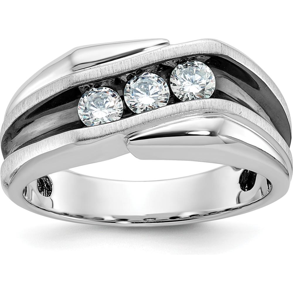 14K White Gold 3-Stone Diamond Ring with Black Rhodium - 0.51 Carats Total Diamond Weight by IBGoodman