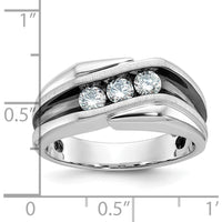 14K White Gold 3-Stone Diamond Ring with Black Rhodium - 0.51 Carats Total Diamond Weight by IBGoodman