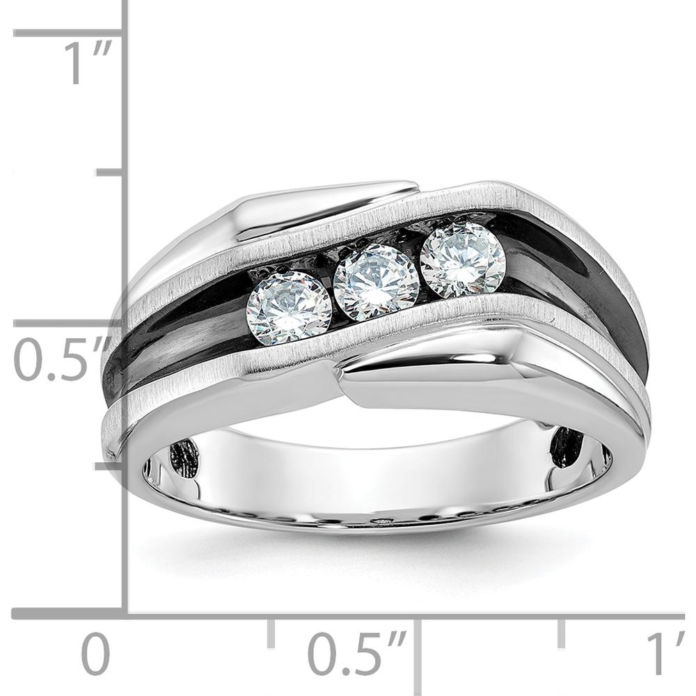 14K White Gold 3-Stone Diamond Ring with Black Rhodium - 0.51 Carats Total Diamond Weight by IBGoodman
