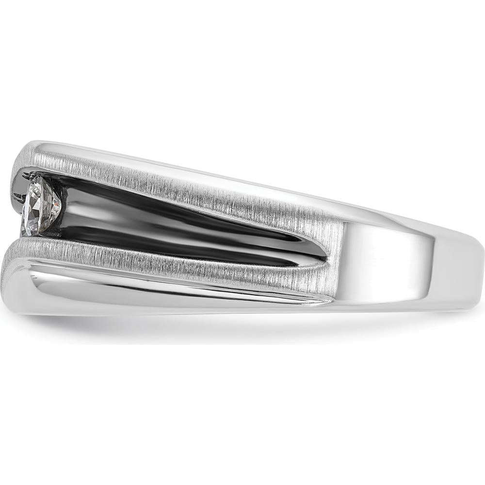 14K White Gold 3-Stone Diamond Ring with Black Rhodium - 0.51 Carats Total Diamond Weight by IBGoodman