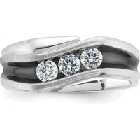 14K White Gold 3-Stone Diamond Ring with Black Rhodium - 0.51 Carats Total Diamond Weight by IBGoodman