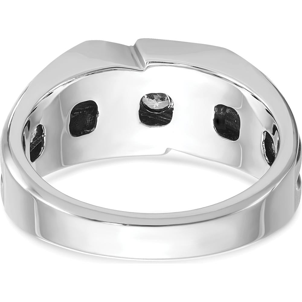 14K White Gold 3-Stone Diamond Ring with Black Rhodium - 0.51 Carats Total Diamond Weight by IBGoodman