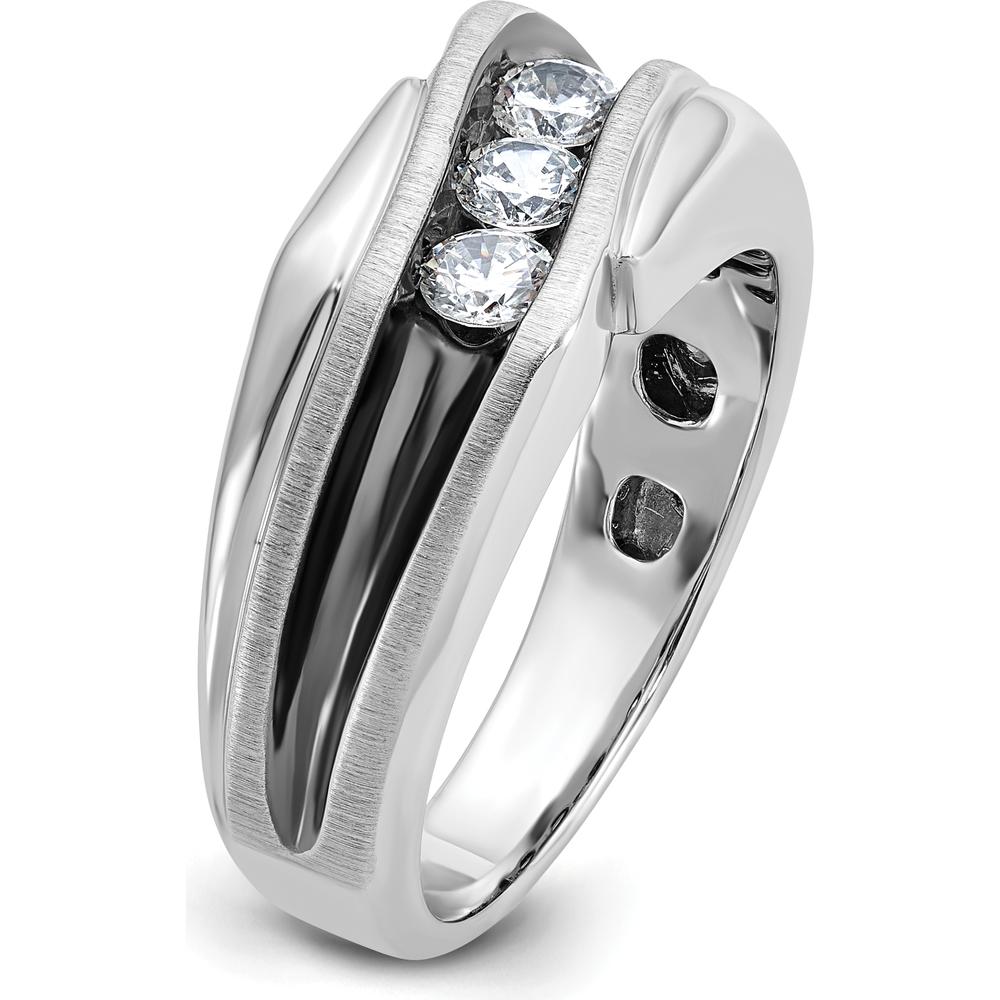 14K White Gold 3-Stone Diamond Ring with Black Rhodium - 0.51 Carats Total Diamond Weight by IBGoodman