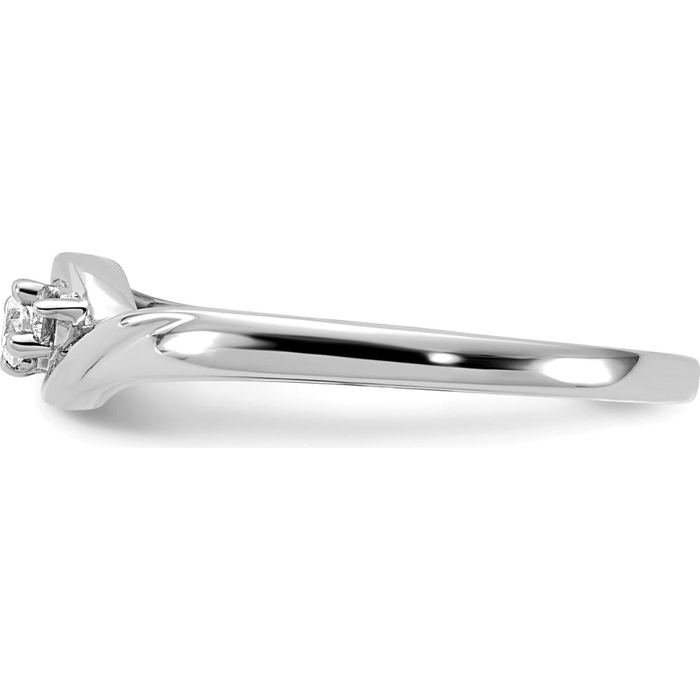 14K White Gold 3-Stone Diamond Ring with Round Brilliant Diamonds - 0.11 Carat Total Diamond Weight by 0