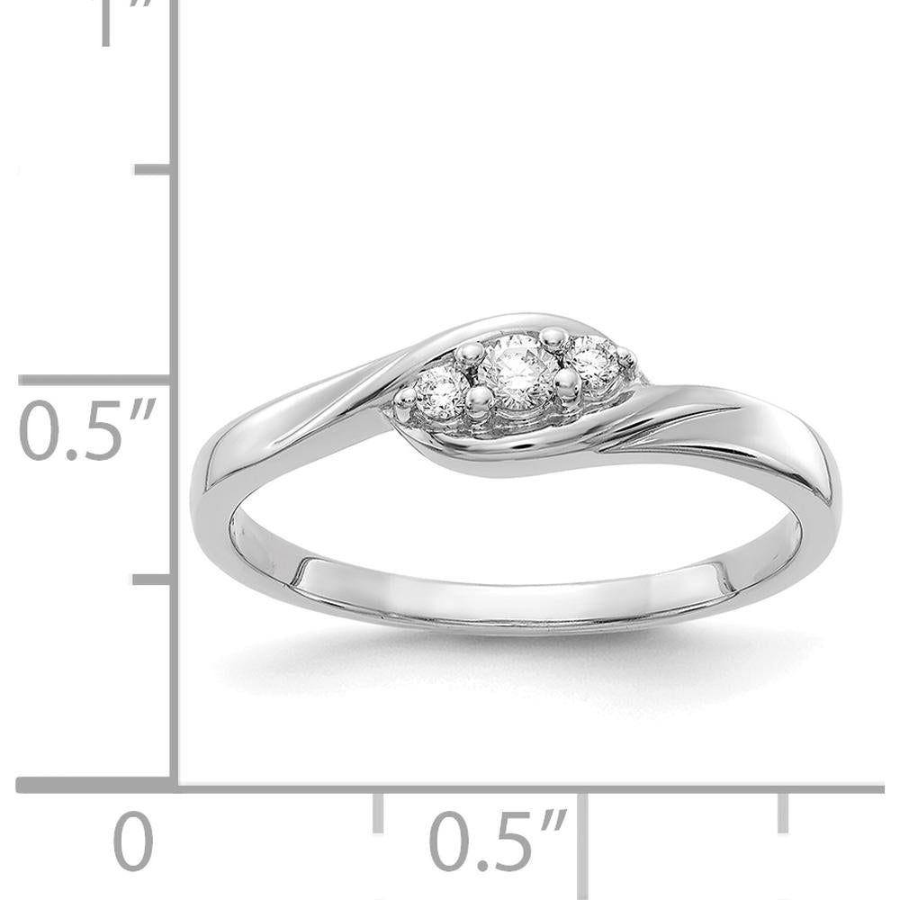 14K White Gold 3-Stone Diamond Ring with Round Brilliant Diamonds - 0.11 Carat Total Diamond Weight by 0