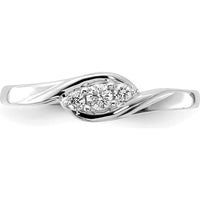 14K White Gold 3-Stone Diamond Ring with Round Brilliant Diamonds - 0.11 Carat Total Diamond Weight by 0