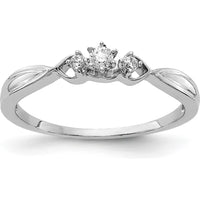 14K White Gold 3-Stone Diamond Ring with Round Natural Diamonds - 0.10 Carat Total Diamond Weight by 0