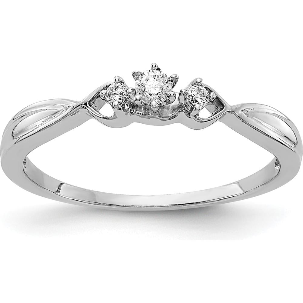 14K White Gold 3-Stone Diamond Ring with Round Natural Diamonds - 0.10 Carat Total Diamond Weight by 0