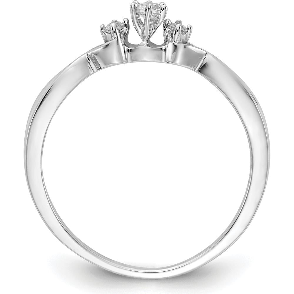 14K White Gold 3-Stone Diamond Ring with Round Natural Diamonds - 0.10 Carat Total Diamond Weight by 0