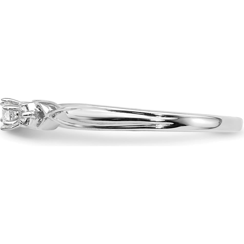 14K White Gold 3-Stone Diamond Ring with Round Natural Diamonds - 0.10 Carat Total Diamond Weight by 0
