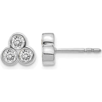 14K White Gold 3-Stone Diamond Stud Earrings - 0.08 Carats Total Diamond Weight by Monteluci Fine Jewelry