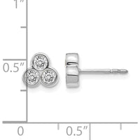 14K White Gold 3-Stone Diamond Stud Earrings - 0.08 Carats Total Diamond Weight by Monteluci Fine Jewelry