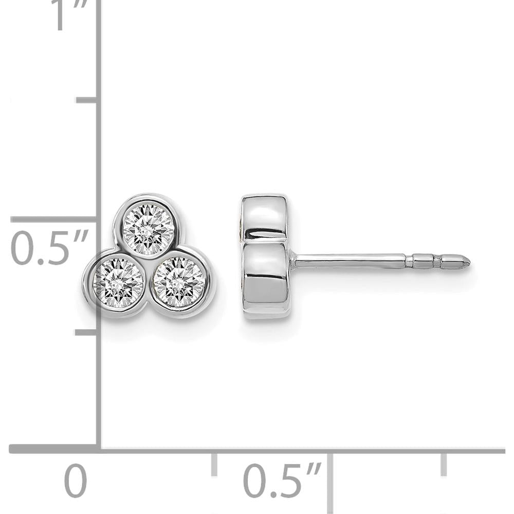 14K White Gold 3-Stone Diamond Stud Earrings - 0.08 Carats Total Diamond Weight by Monteluci Fine Jewelry
