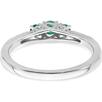 14K White Gold 3-Stone Emerald and Diamond Ring - 0.12 Carat Total Emerald Weight, 0.03 Carat Total Diamond Weight by 0