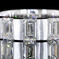 14K White Gold 3-Stone Emerald Cut Lab Diamond Eternity Band with Half-Bezel Setting - 1.57 Carats Total Diamond Weight - Covaloro Fine Jewelry