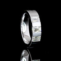 14K White Gold 3-Stone Emerald Cut Lab Diamond Eternity Band with Half-Bezel Setting - 1.57 Carats Total Diamond Weight - Covaloro Fine Jewelry