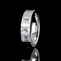 14K White Gold 3-Stone Emerald Cut Lab Diamond Eternity Band with Half-Bezel Setting - 1.57 Carats Total Diamond Weight - Covaloro Fine Jewelry