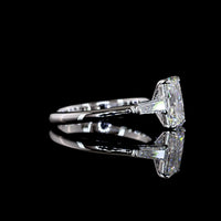 14K White Gold 3-Stone Engagement Ring with 2.06 Carat Radiant Cut Lab Diamond and Tapered Baguette Side Stones - 2.40 Carat Total Diamond Weight - Covaloro Fine Jewelry