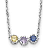 14K White Gold 3-Stone Family Birthstone Necklace with Citrine, Amethyst, and Sapphire - 1.50 Carat Total Gem Weight by Oro Pregiato