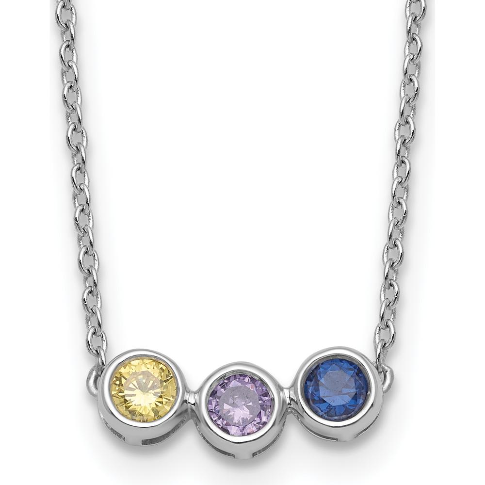 14K White Gold 3-Stone Family Birthstone Necklace with Citrine, Amethyst, and Sapphire - 1.50 Carat Total Gem Weight by Oro Pregiato