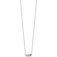 14K White Gold 3-Stone Family Birthstone Necklace with Citrine, Amethyst, and Sapphire - 1.50 Carat Total Gem Weight by Oro Pregiato