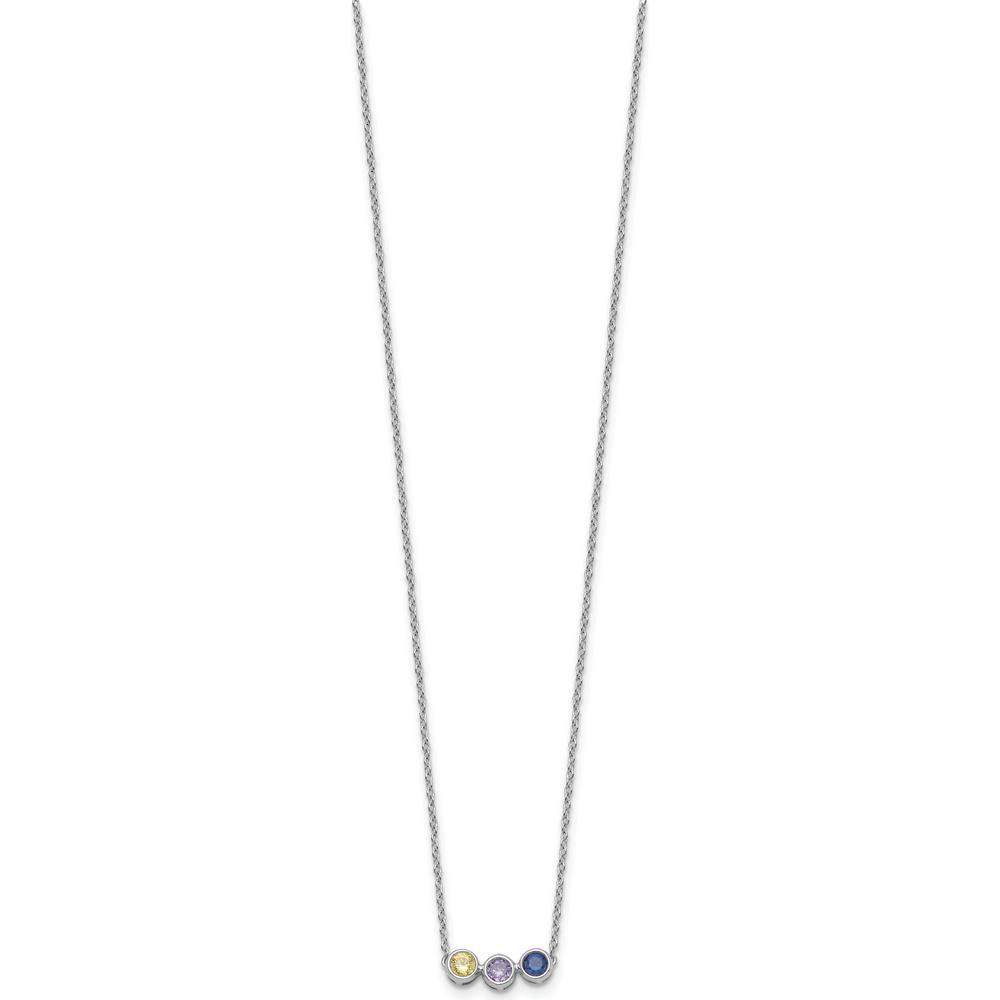 14K White Gold 3-Stone Family Birthstone Necklace with Citrine, Amethyst, and Sapphire - 1.50 Carat Total Gem Weight by Oro Pregiato