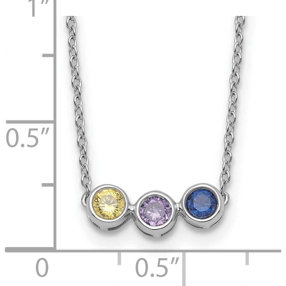 14K White Gold 3-Stone Family Birthstone Necklace with Citrine, Amethyst, and Sapphire - 1.50 Carat Total Gem Weight by Oro Pregiato