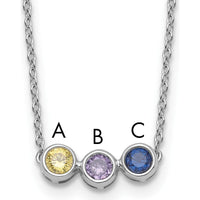14K White Gold 3-Stone Family Birthstone Necklace with Citrine, Amethyst, and Sapphire - 1.50 Carat Total Gem Weight by Oro Pregiato
