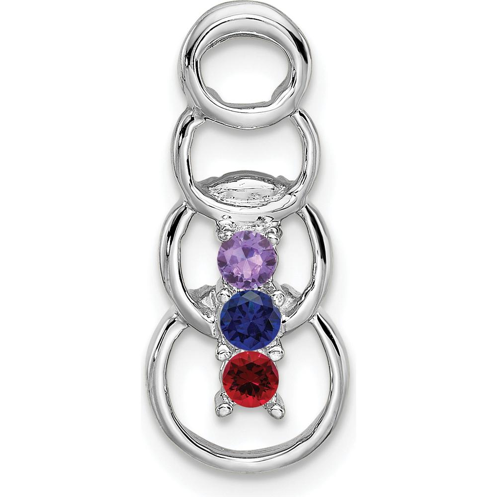 14K White Gold 3-Stone Family Pendant Mounting - Customizable for Birthstones or Diamonds by Oro Pregiato